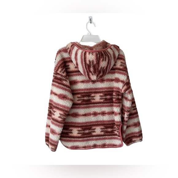 Old Navy Sherpa Hoodie Girls Burgundy/White, Size 10-12 (L) - Picture 2 of 7